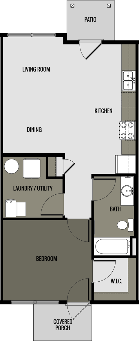 Floor Plan 1 (1 Bed, 1 Bath)